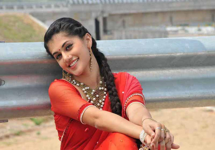 tapsee unseen in red sareepink dress photo gallery